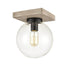 Industrial Glass Globe Ceiling Light with Distressed Wooden Canopy
